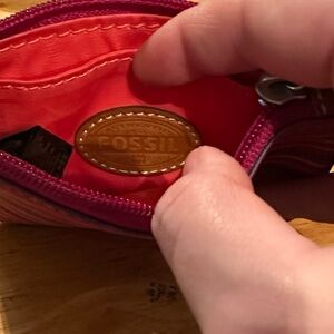 Fossil Pink and Red Cosmetic Case